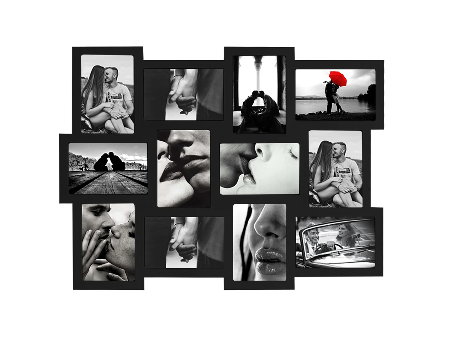 Cadre Photo Collage Rectangle 12 Imagerie Bois Noir 47x60x1,2