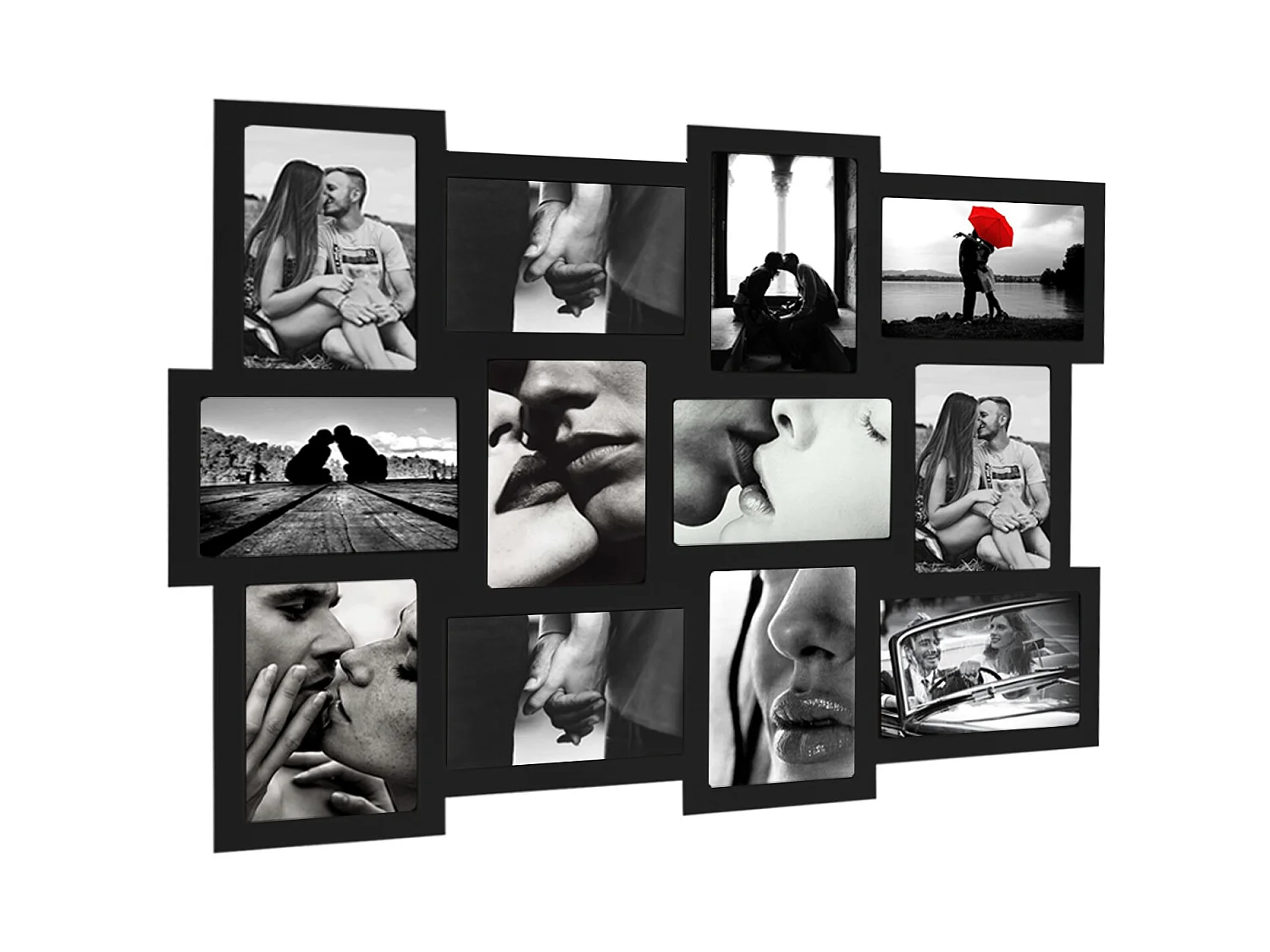 Cadre Photo Collage Rectangle 12 Imagerie Bois Noir 47x60x1,2