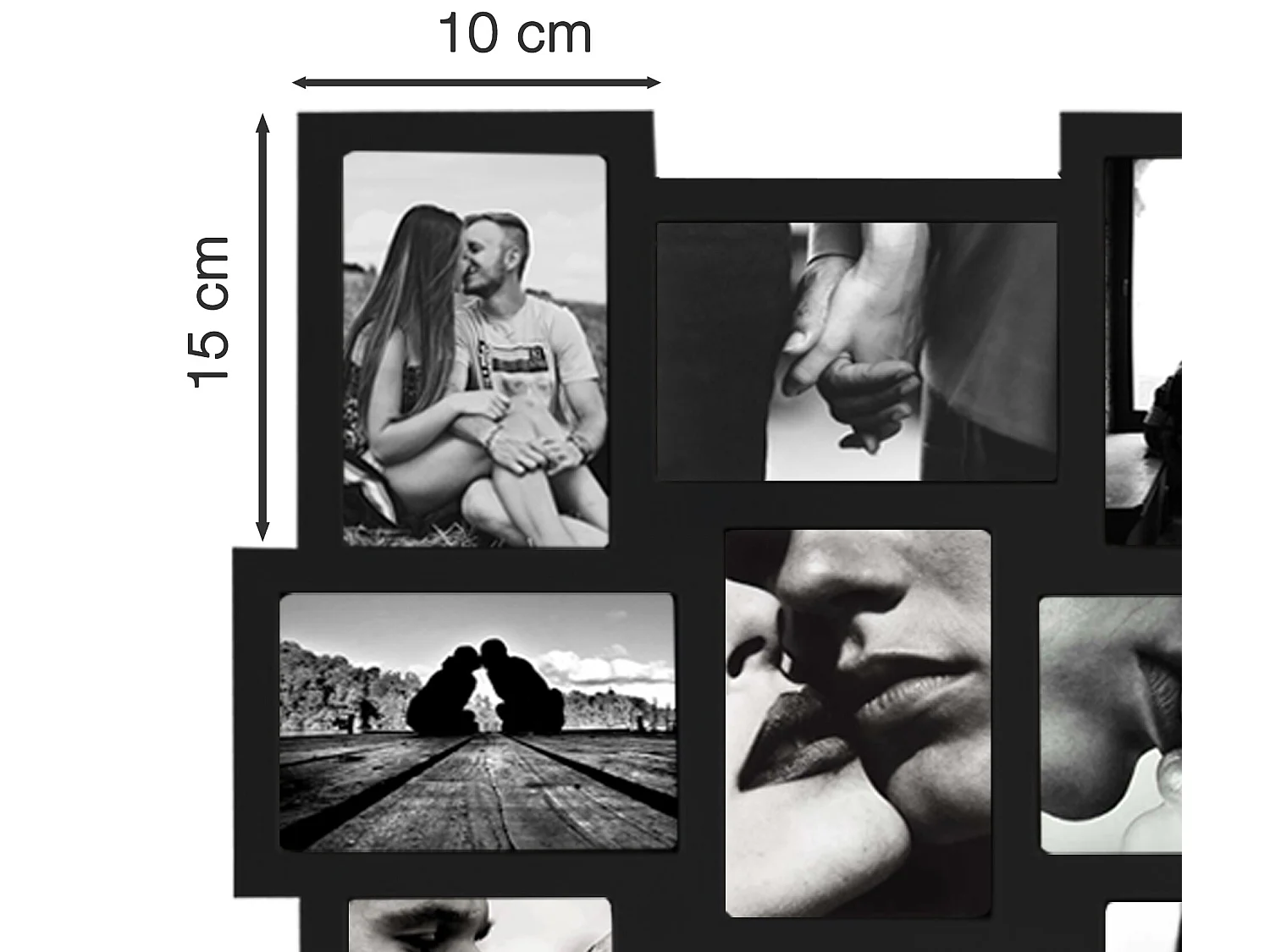 Cadre Photo Collage Rectangle 12 Imagerie Bois Noir 47x60x1,2