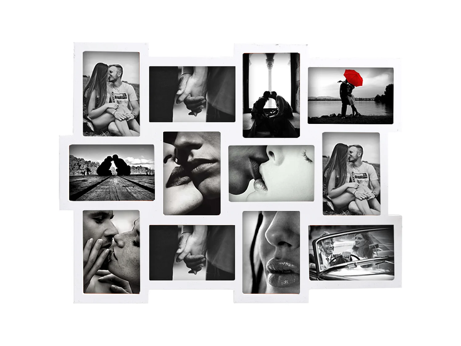 Portafotografie Cornice 12 Foto 10x15 Bianco Mdf 47x60x1,2