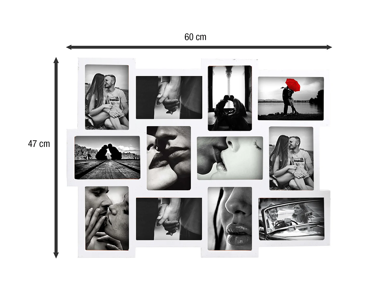 Portafotografie Cornice 12 Foto 10x15 Bianco Mdf 47x60x1,2