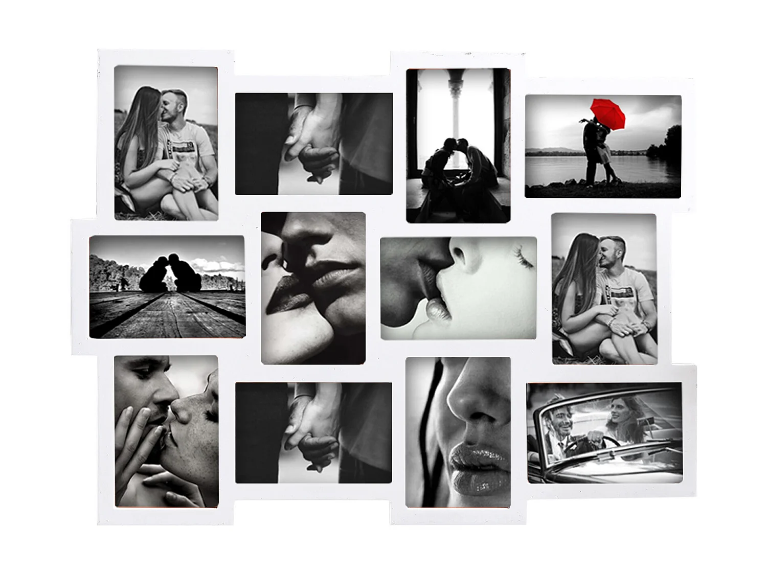 Moldura fotográfica 12 Fotos 10x15 Mdf 47x60x1,2 Branco