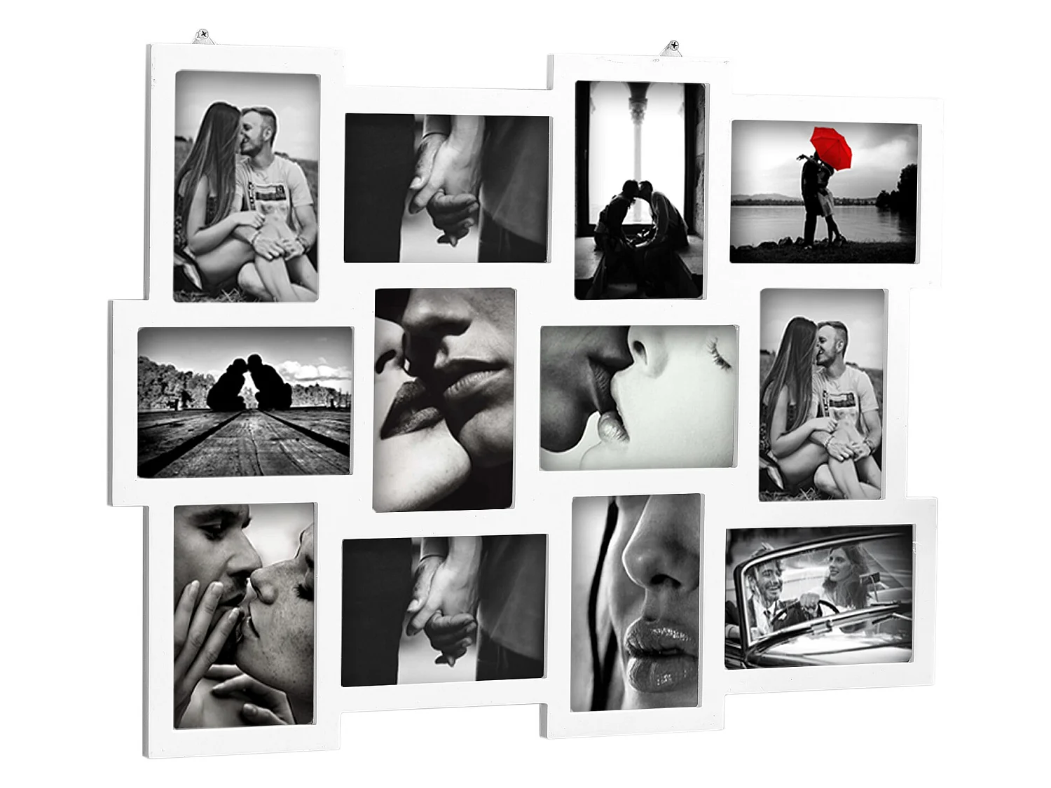 Moldura fotográfica 12 Fotos 10x15 Mdf 47x60x1,2 Branco