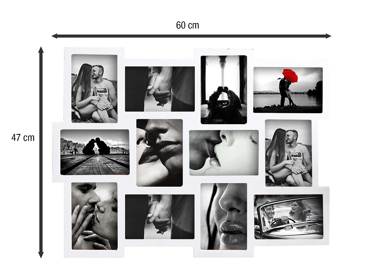 Moldura fotográfica 12 Fotos 10x15 Mdf 47x60x1,2 Branco