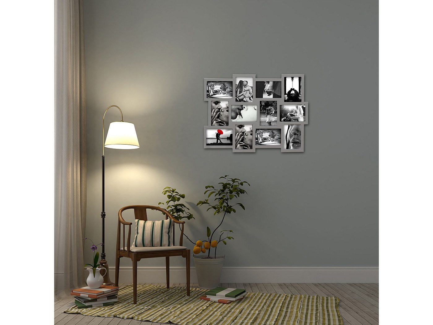Moldura Multi-Foto Collage 12 Moldura 10x15 Mdf 47x60x1,2