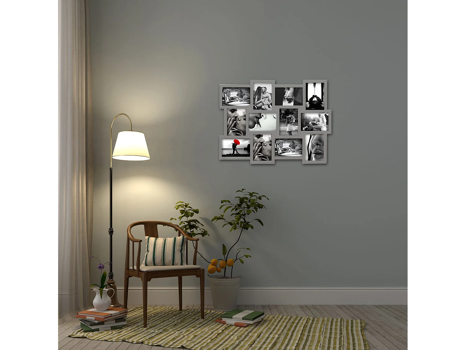 Moldura Multi-Foto Collage 12 Moldura 10x15 Mdf 47x60x1,2