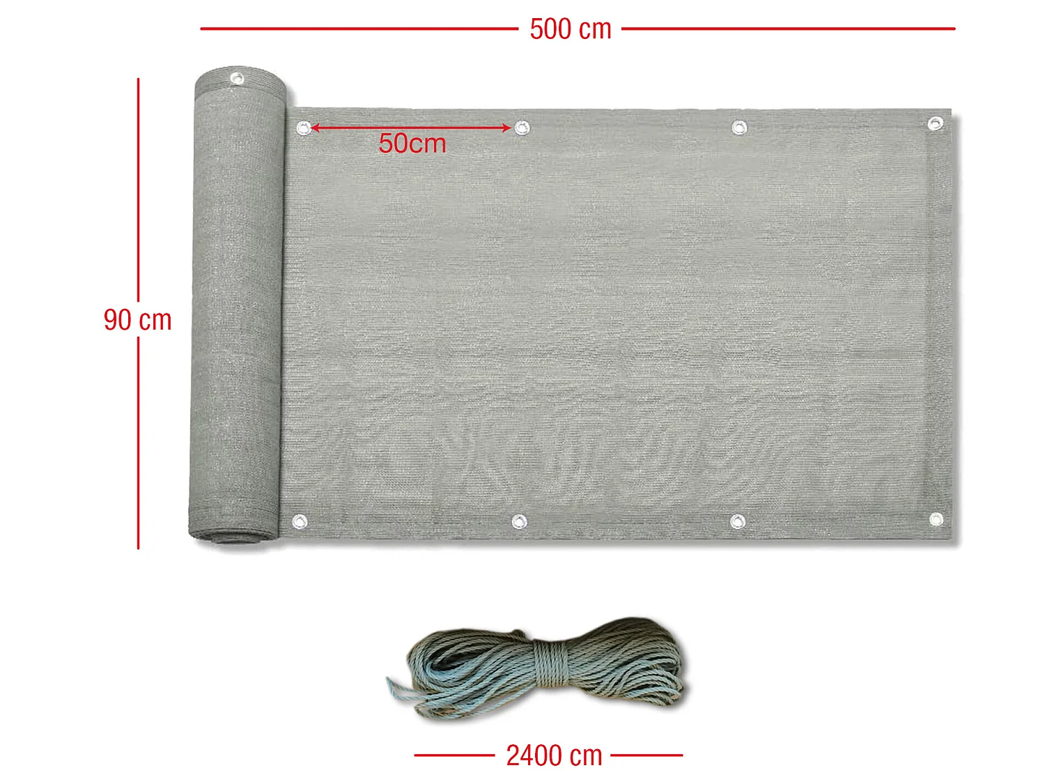 Quebra de vento Ecrã de varanda Polietileno tonalidade cinzento Privacidade 0,9x5