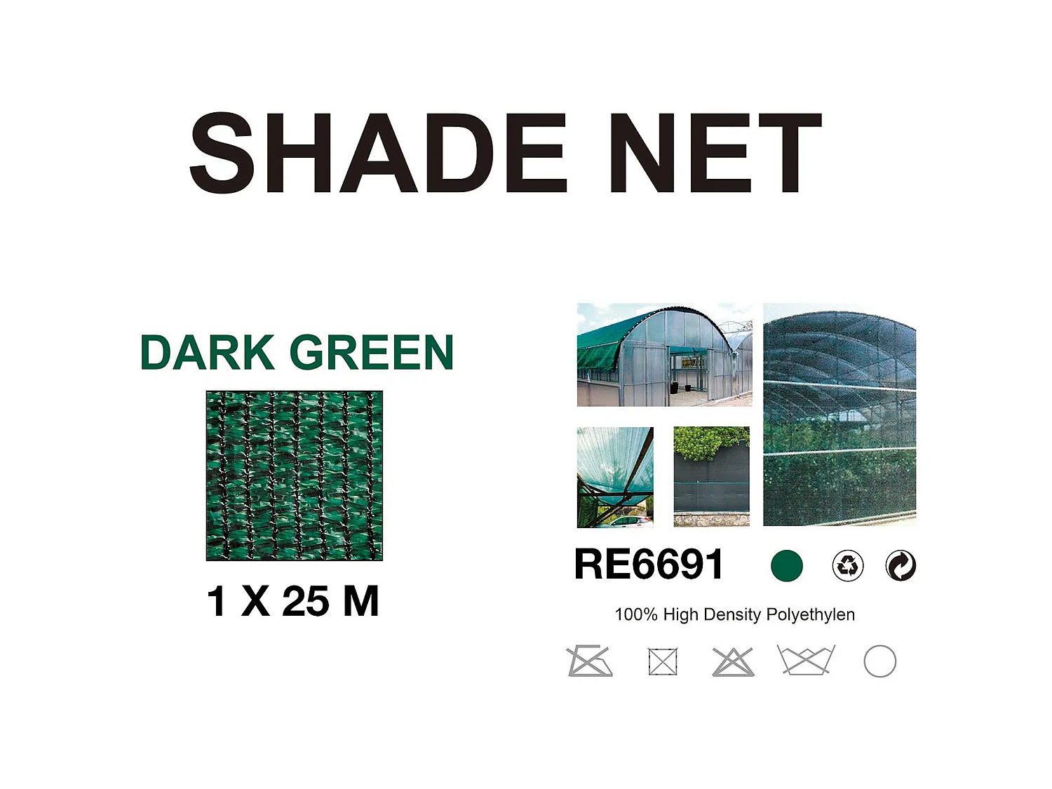 Rebecca Mobili Schattierungsnetz 90% Grün Garten Windschutz 1x25 mt