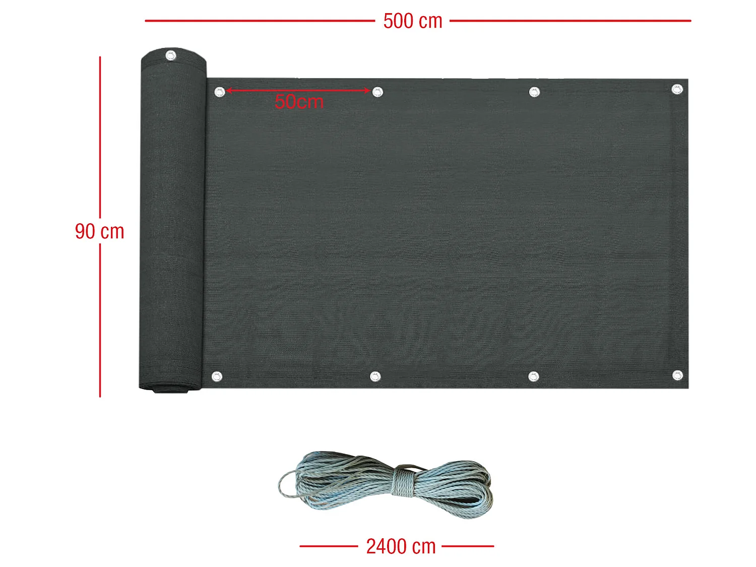 Frangivista Parasole Ringhiera Polietilene Grigio Antracite 0,9x5