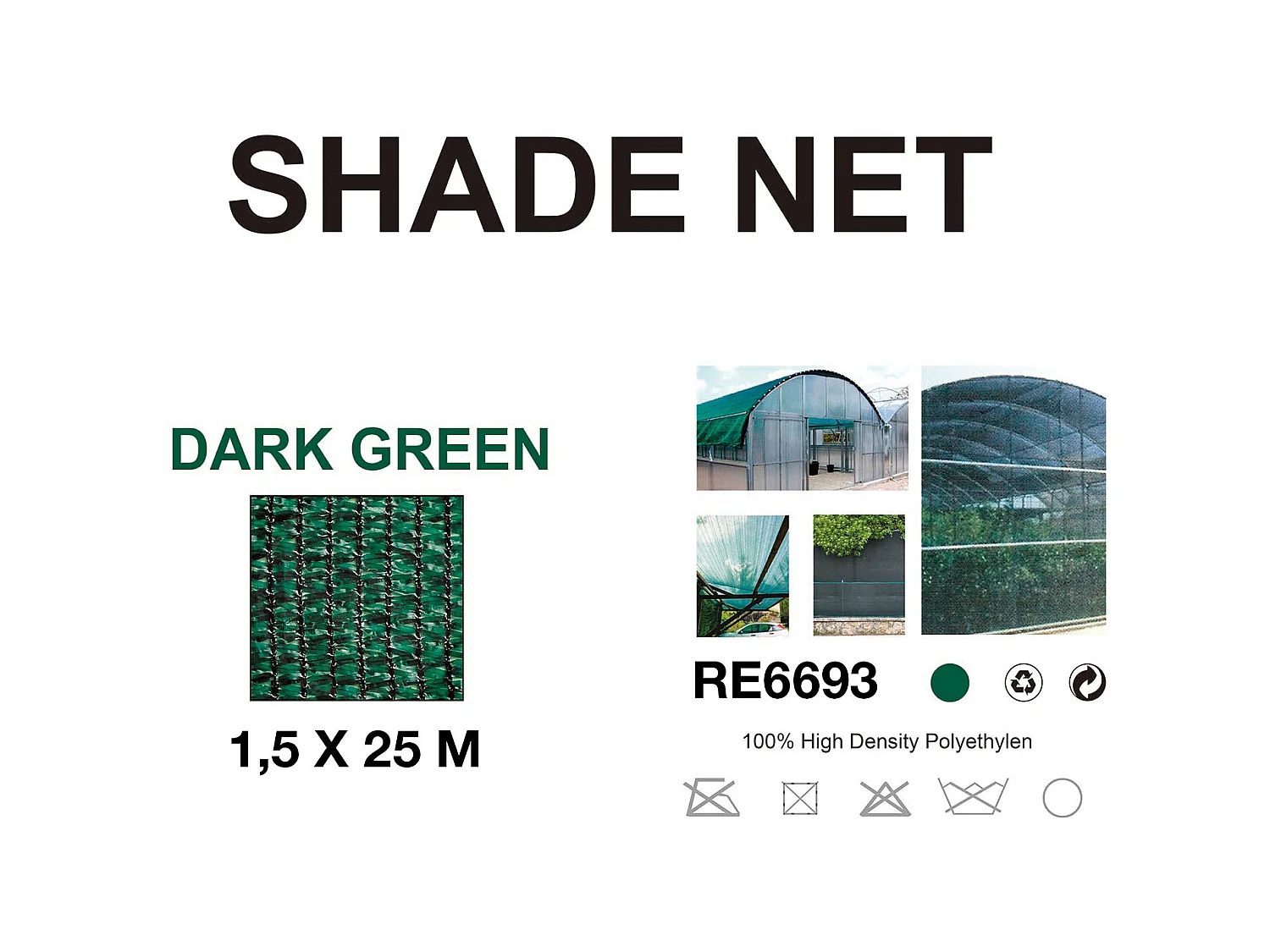 Red de sombra 90% Green Garden cortavientos 1,5x25 mt