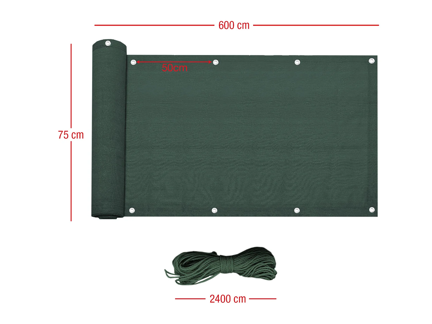 Pantalla Pe Privacidad Barandilla De Balcón Hdpe Verde 0.75x6