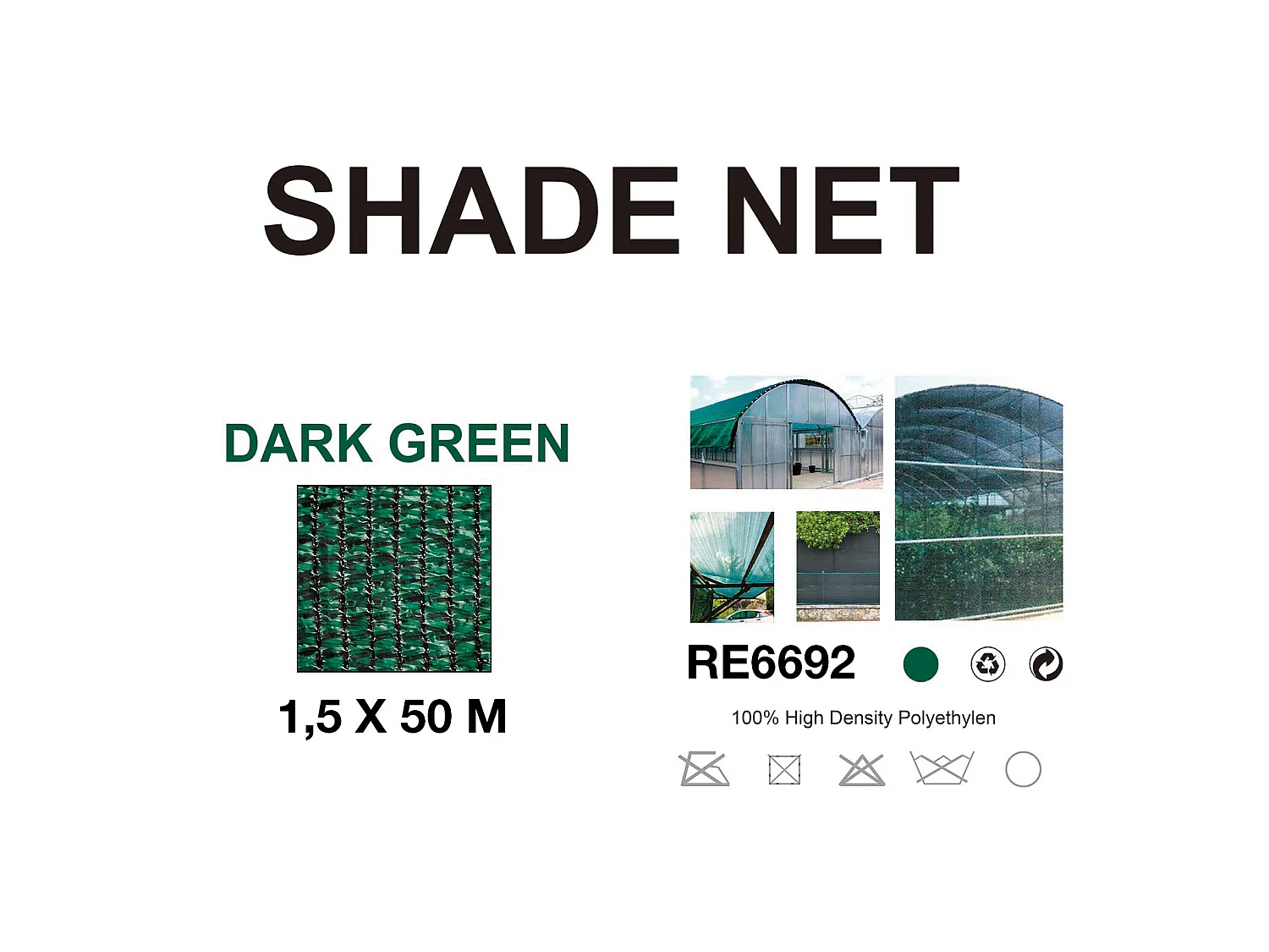 Filet d'ombrage pour Jardin Ombrage 90% Brise-vent Vert 1,5x50 mt