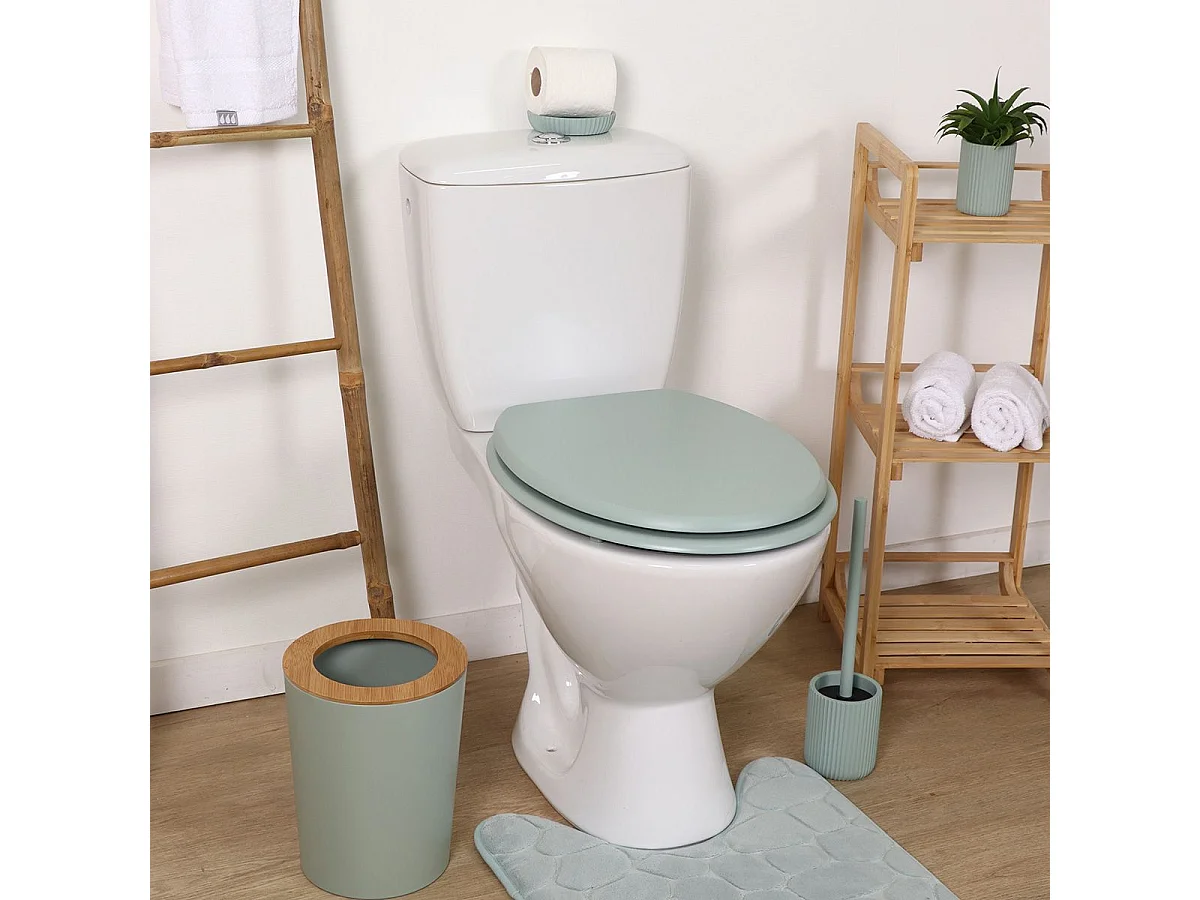 Abattant WC  en Bois Vert amande avec kit de fixation