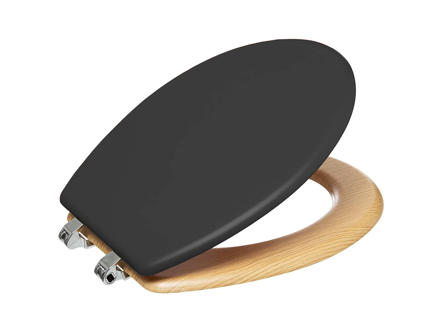 Abattant WC en Bois Noir charbon et Naturel