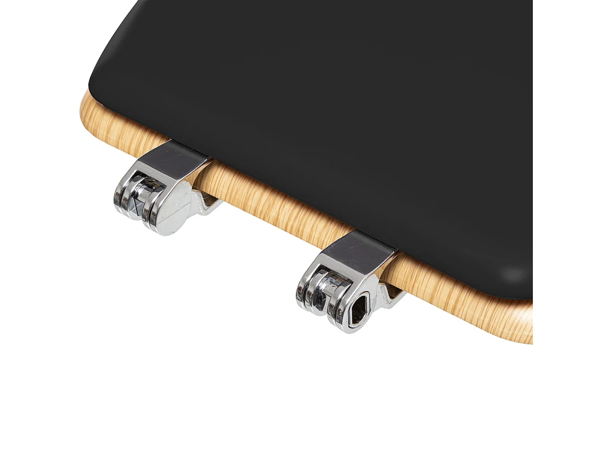 Abattant WC en Bois Noir charbon et Naturel