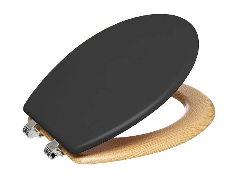 Abattant WC en Bois Noir charbon et Naturel