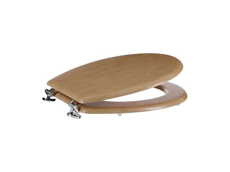 Abattant WC standard en Bois effet Bambou et charnières en Zinc