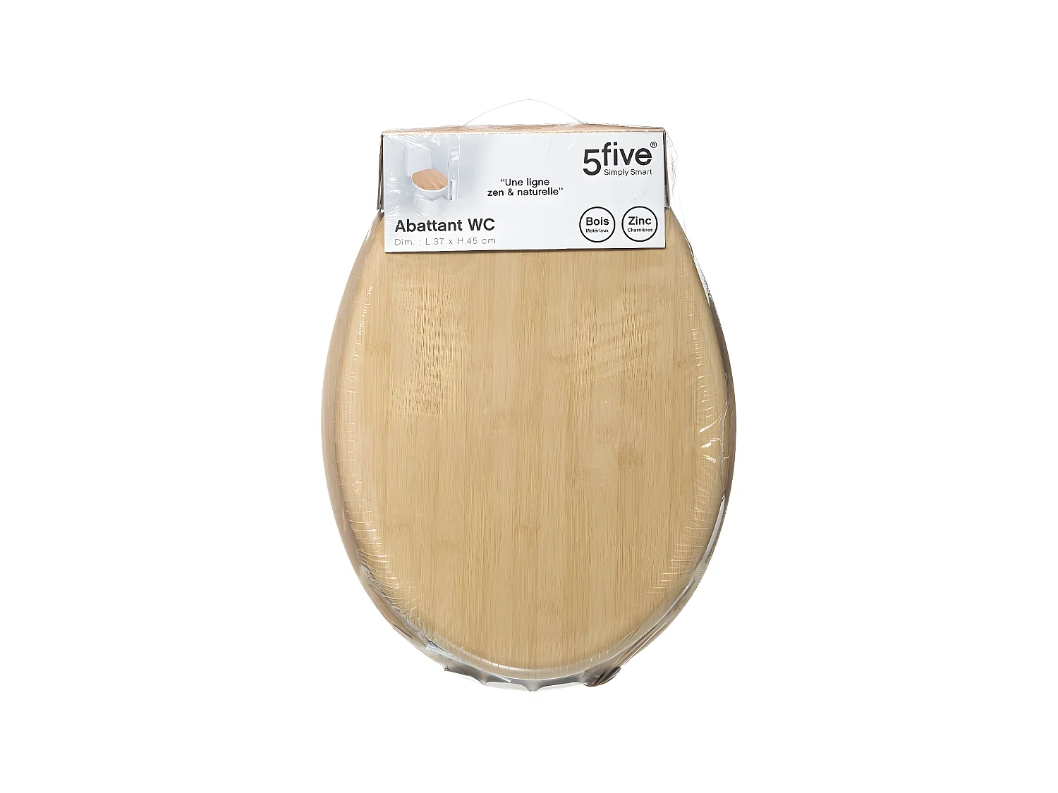 Abattant WC standard en Bois effet Bambou et charnières en Zinc