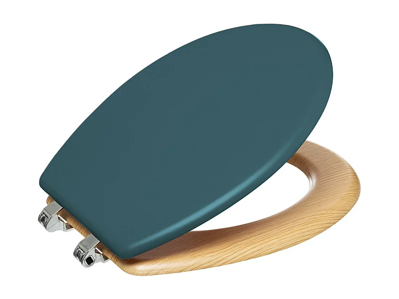 Abattant WC en Bois Bleu pétrole et Naturel