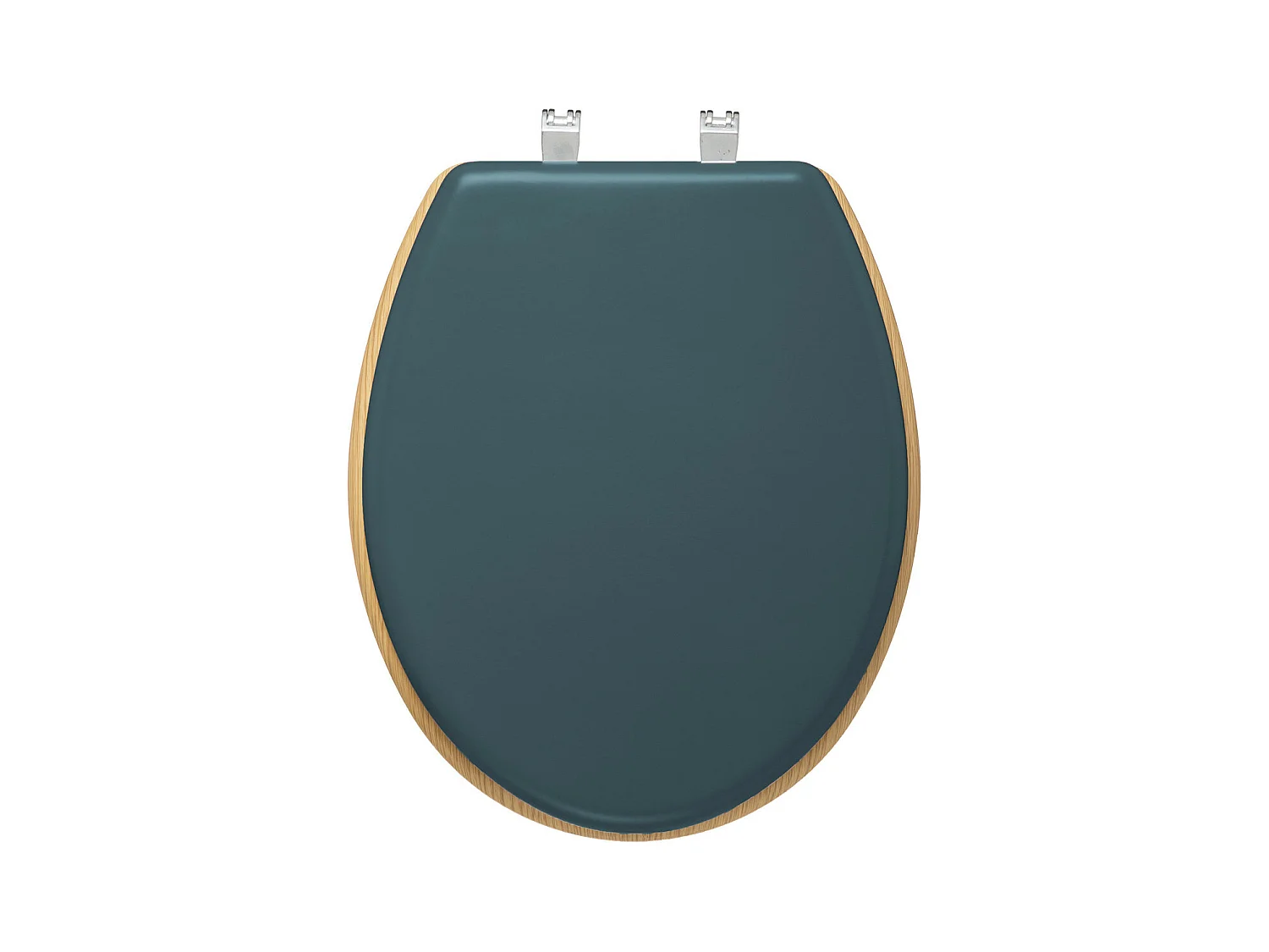 Abattant WC en Bois Bleu pétrole et Naturel