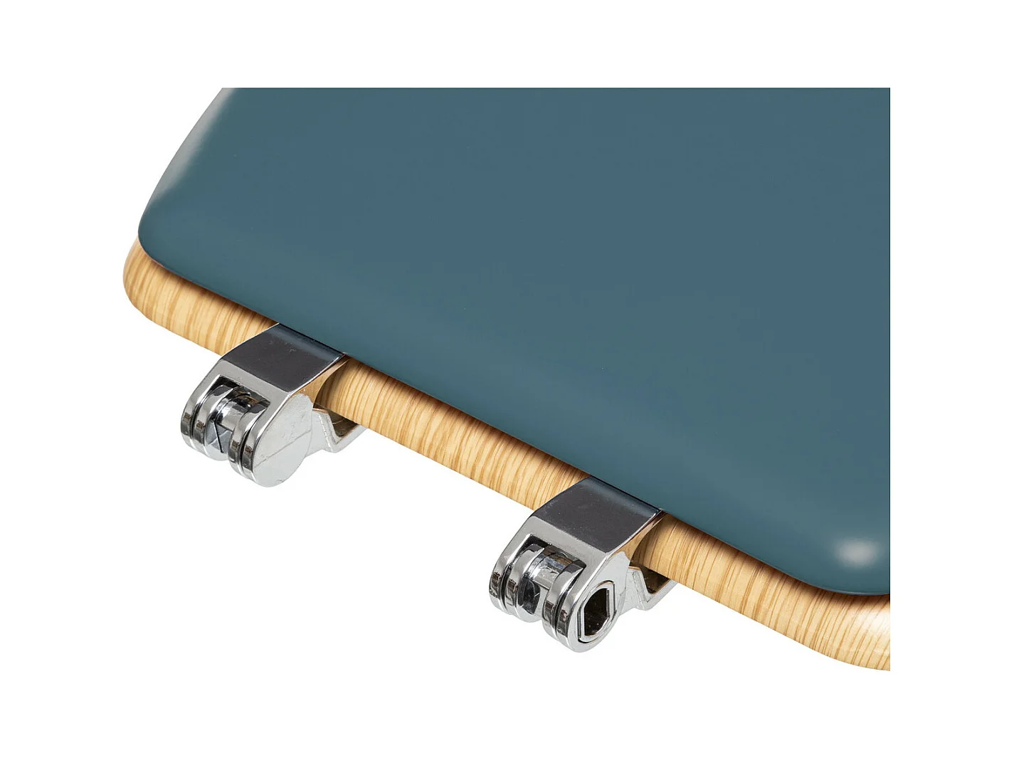 Abattant WC en Bois Bleu pétrole et Naturel