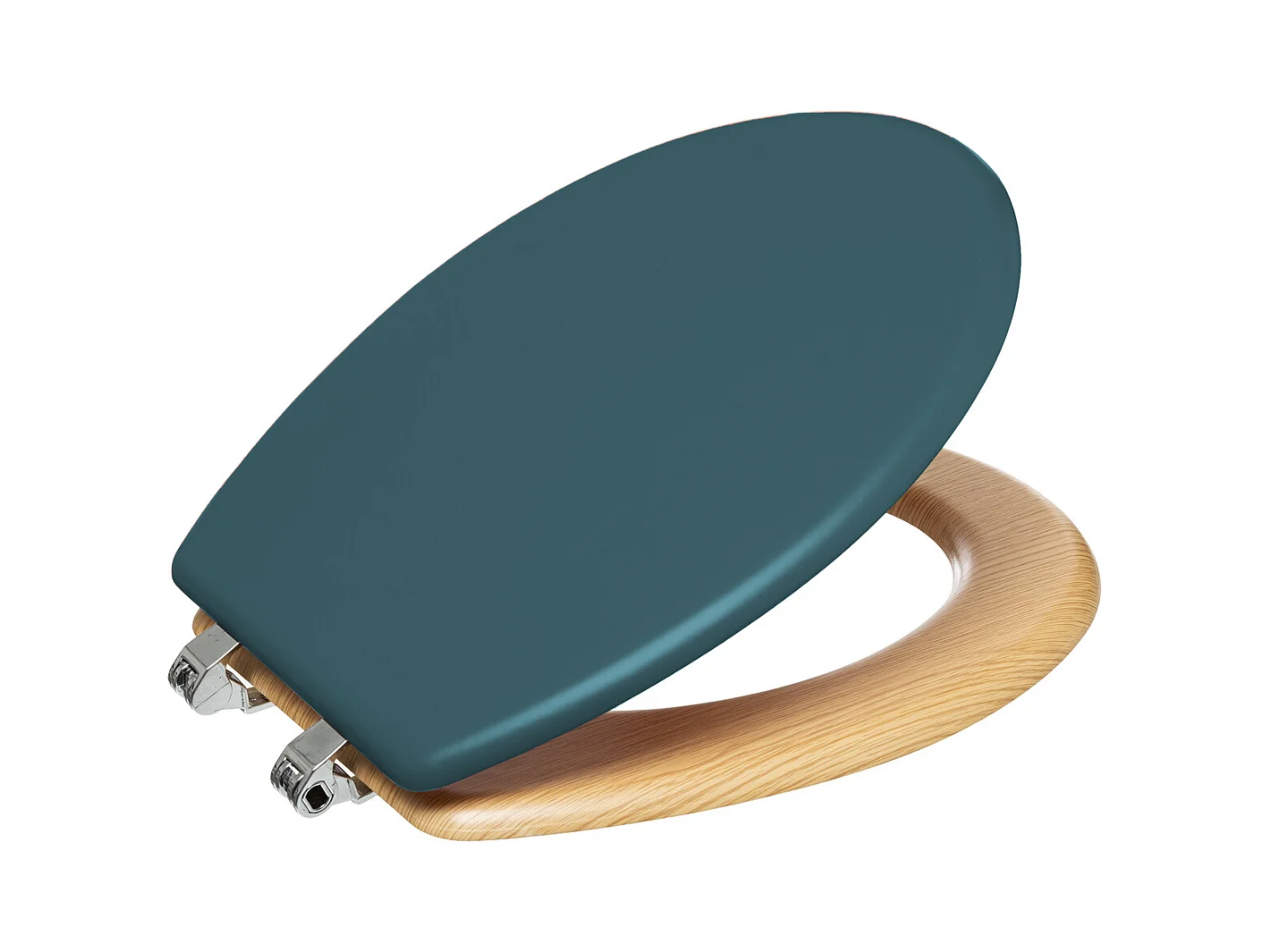 Abattant WC en Bois Bleu pétrole et Naturel