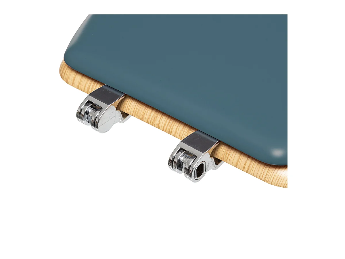 Abattant WC en Bois Bleu pétrole et Naturel