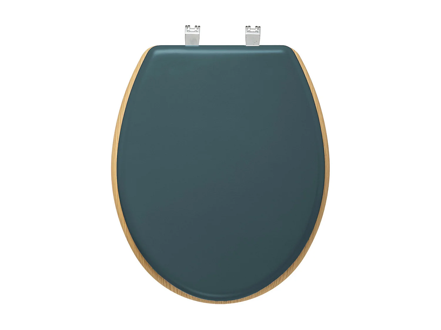 Abattant WC en Bois Bleu pétrole et Naturel