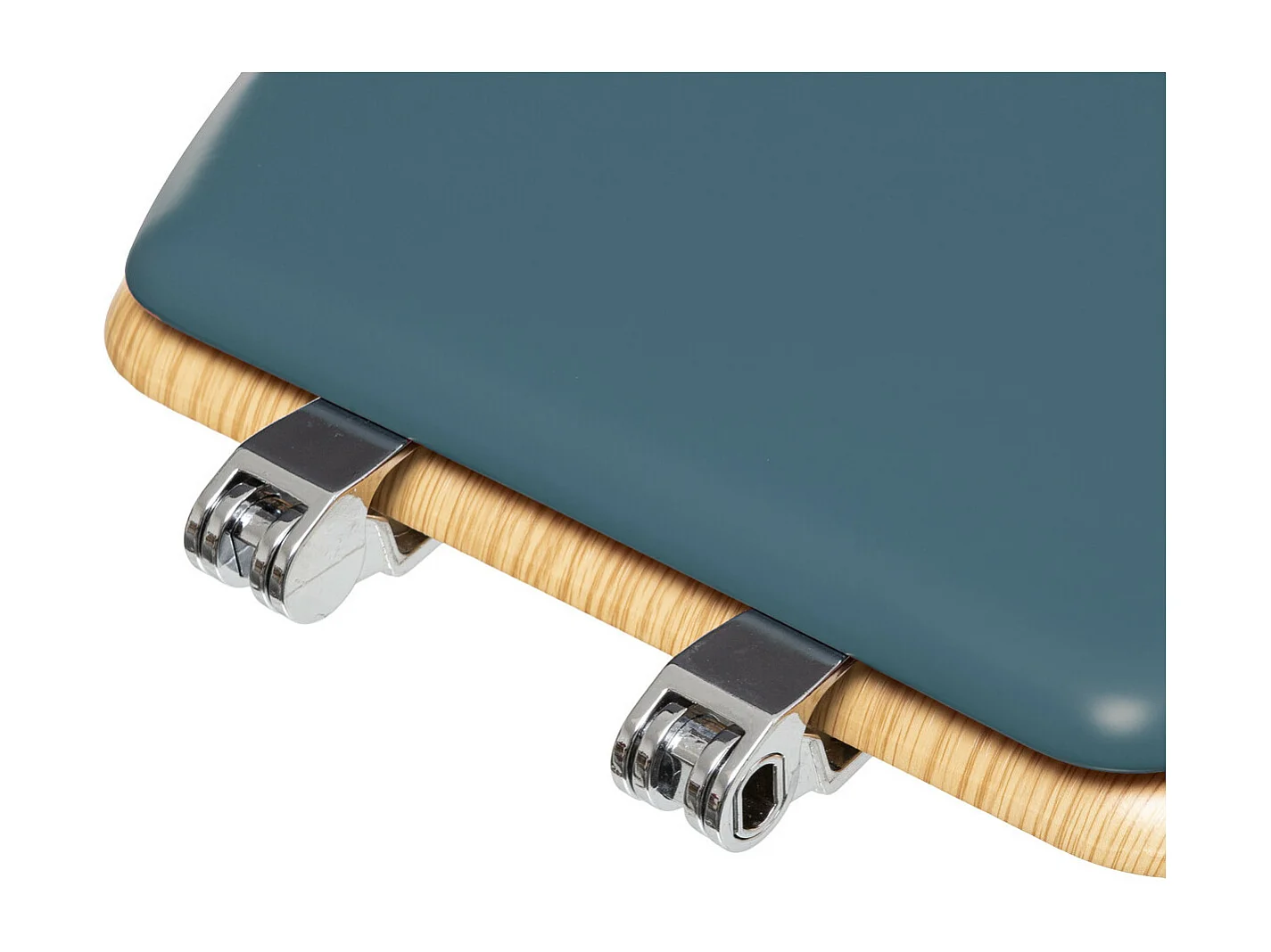 Abattant WC en Bois Bleu pétrole et Naturel