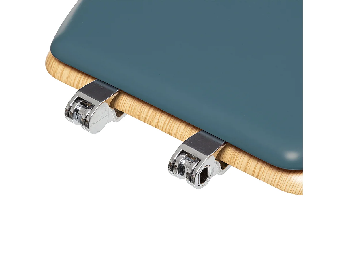 Abattant WC en Bois Bleu pétrole et Naturel
