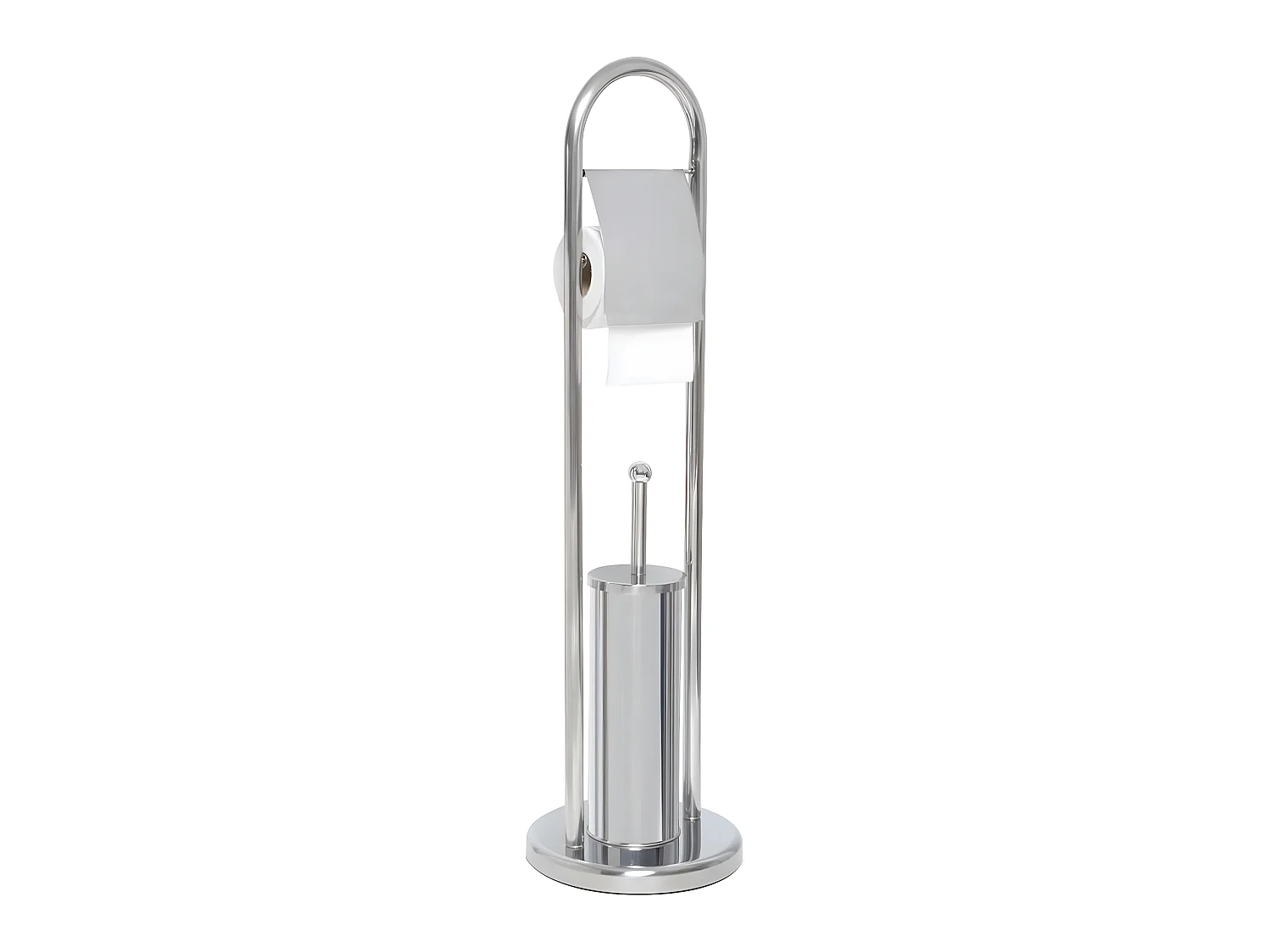 Brosse WC avec support et Dérouleur Papier toilette en Acier inoxydable H 80 cm