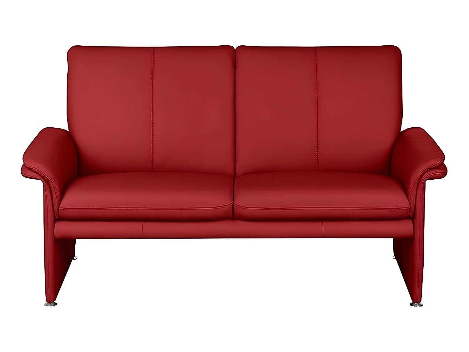 2-zits leren bank van Italiaans kalfsleer COMO, donkerrood, hoogwaardig en elegant
