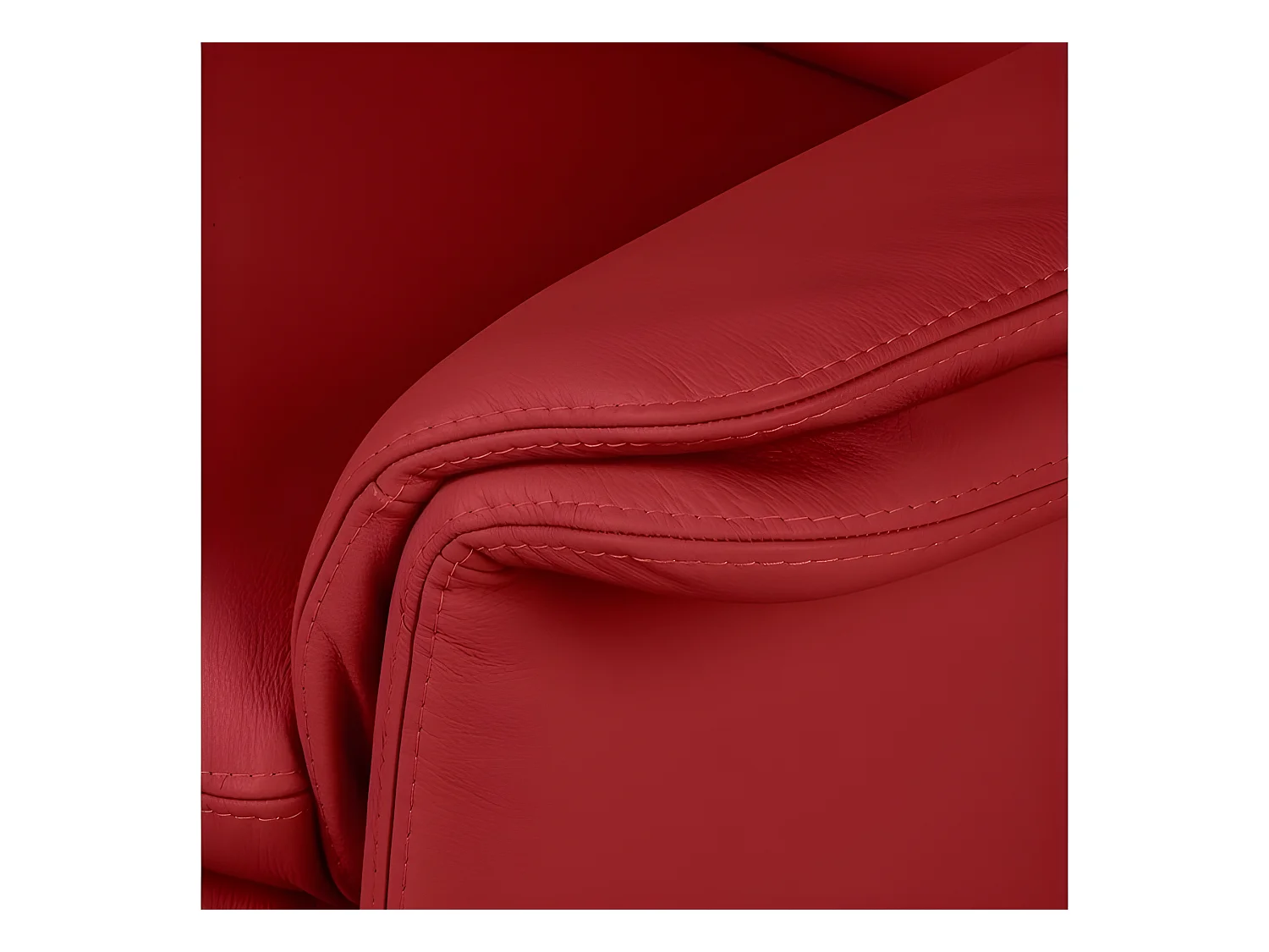 2-zits leren bank van Italiaans kalfsleer COMO, donkerrood, hoogwaardig en elegant