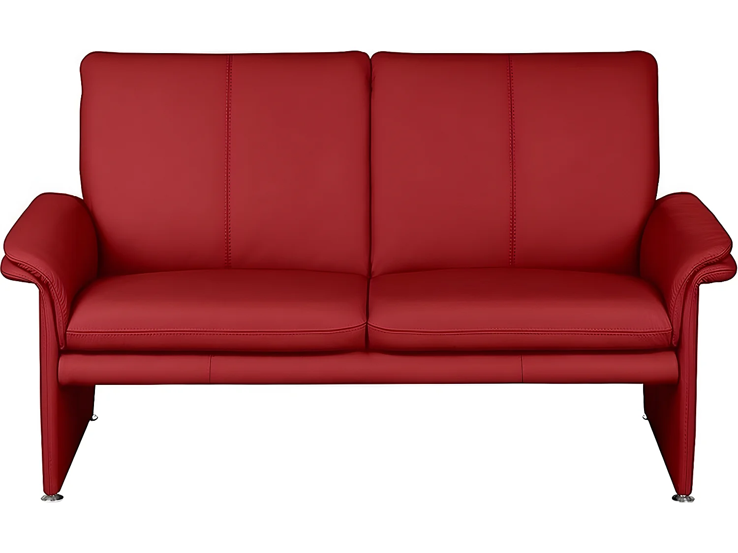 Canapé 2 places en 100% tout cuir italien vachette COMO, rouge foncé