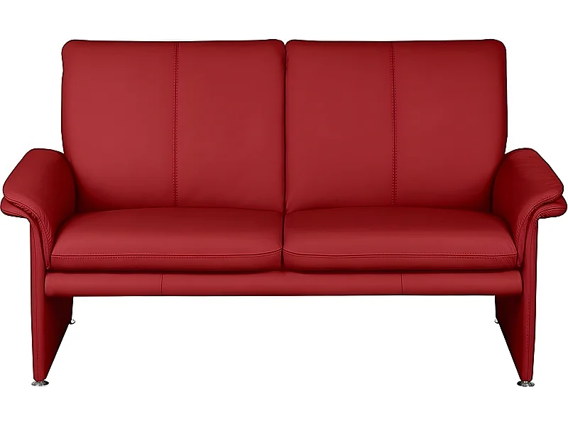 2-zits leren bank van Italiaans kalfsleer COMO, donkerrood, hoogwaardig en elegant