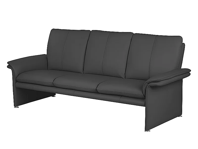 Leren bankstel COMO met 3 zitplaatsen van Italiaans kalfsleer, zwart - Hoogwaardig, elegant en comfortabel