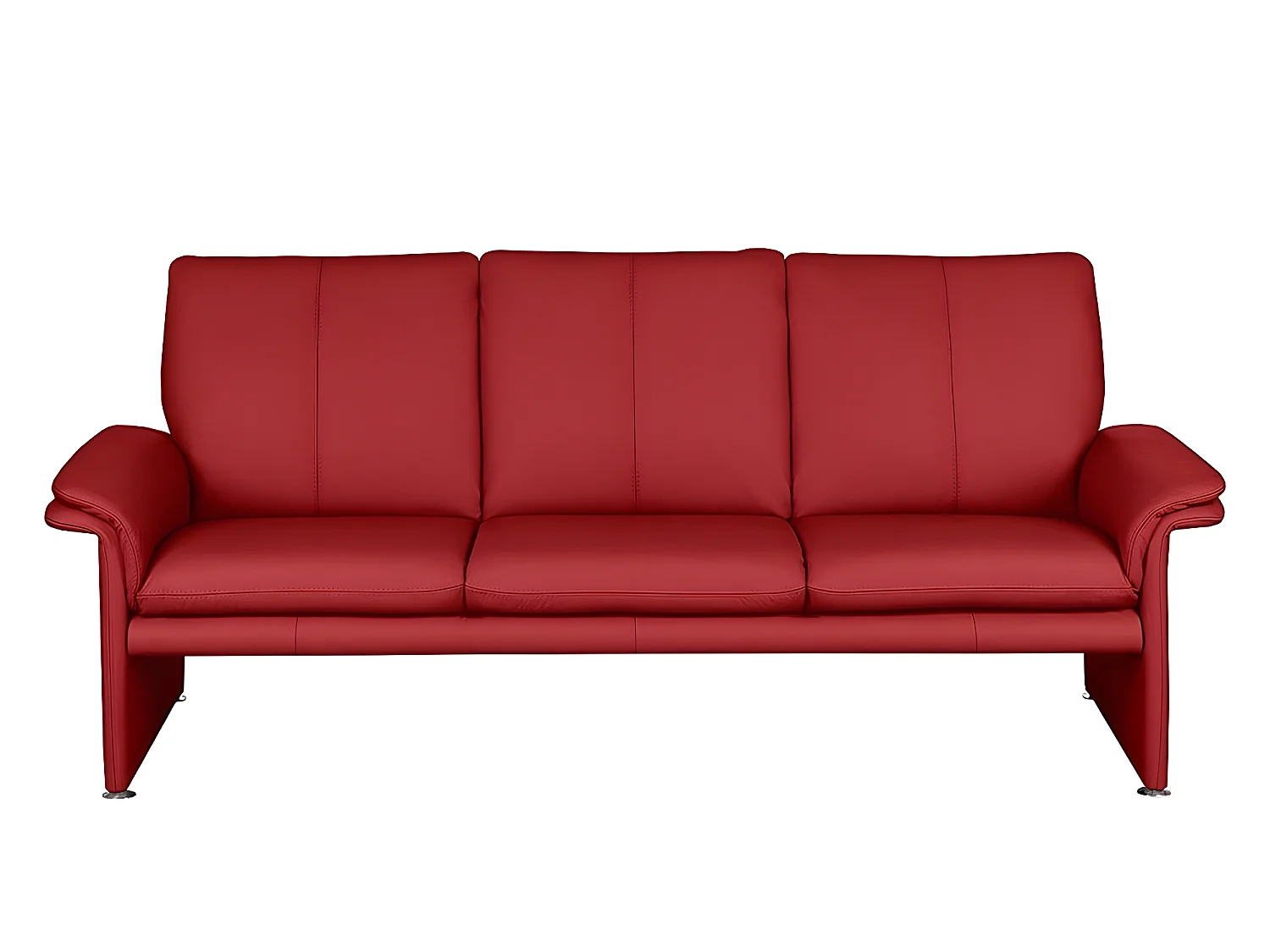 Leren 3-zitsbank van Italiaanse kalfsleer COMO, donkerrood - Hoogwaardig, comfortabel en elegant