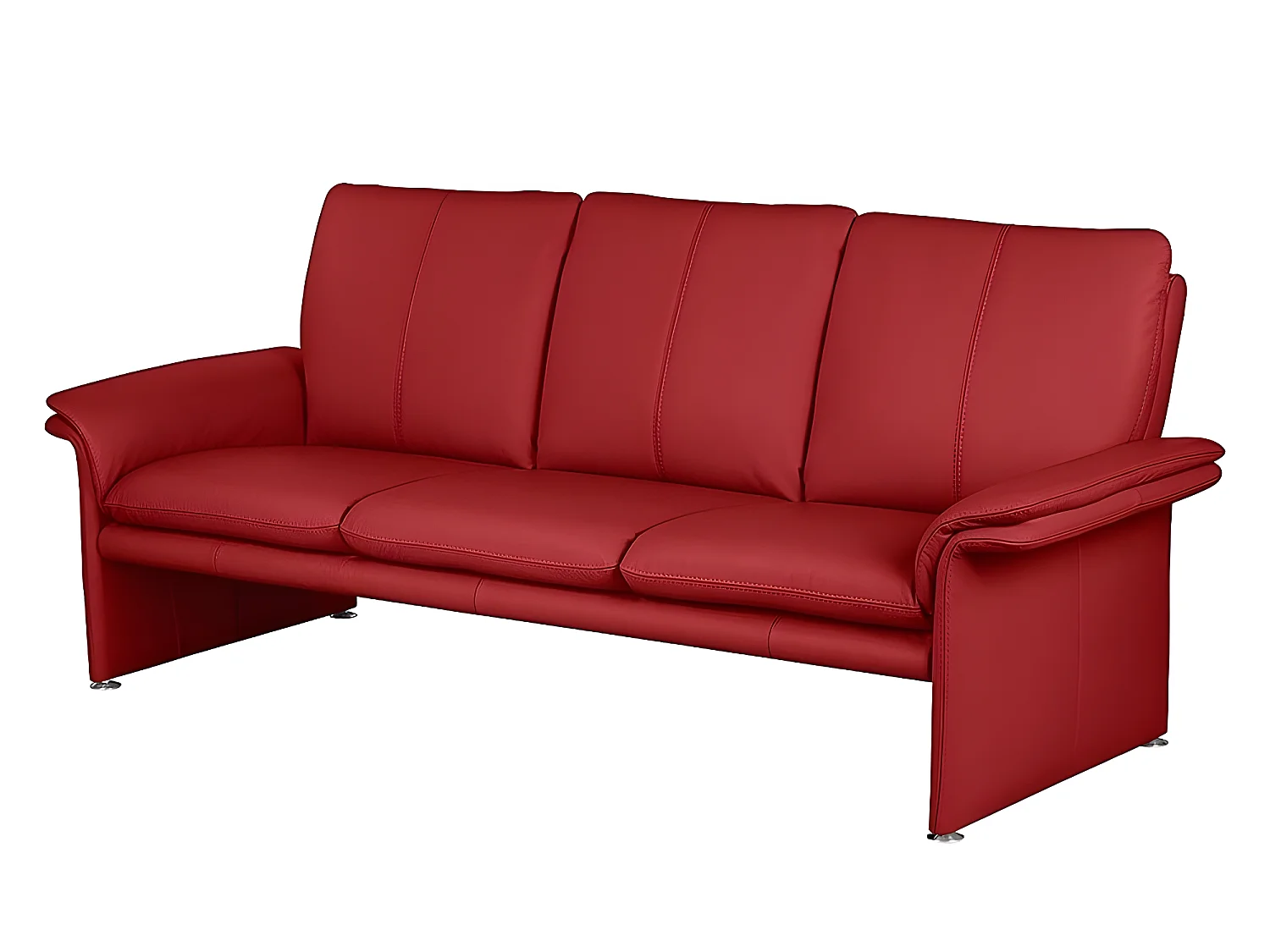 Leren 3-zitsbank van Italiaanse kalfsleer COMO, donkerrood - Hoogwaardig, comfortabel en elegant