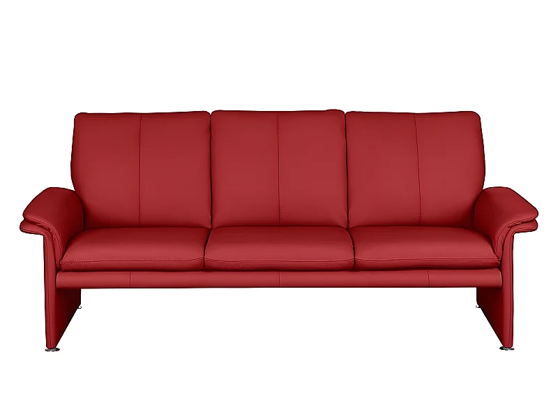 Leren 3-zitsbank van Italiaanse kalfsleer COMO, donkerrood - Hoogwaardig, comfortabel en elegant