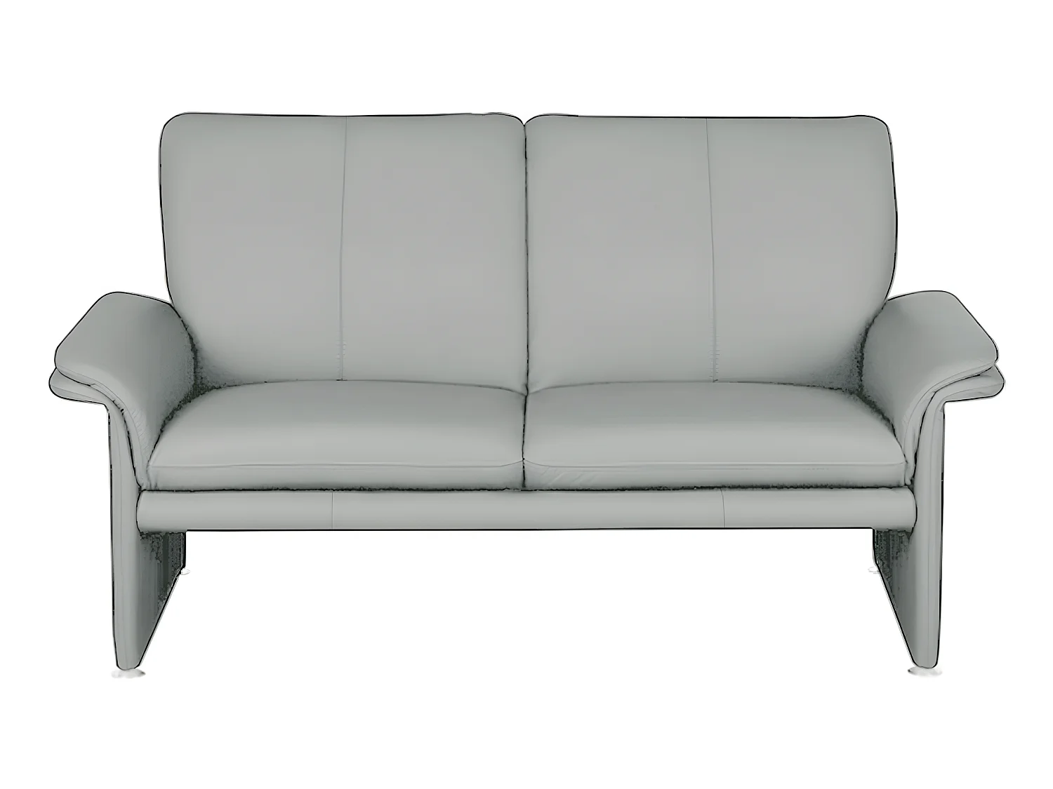 Canapé 2 places en 100% tout cuir italien vachette COMO, gris clair