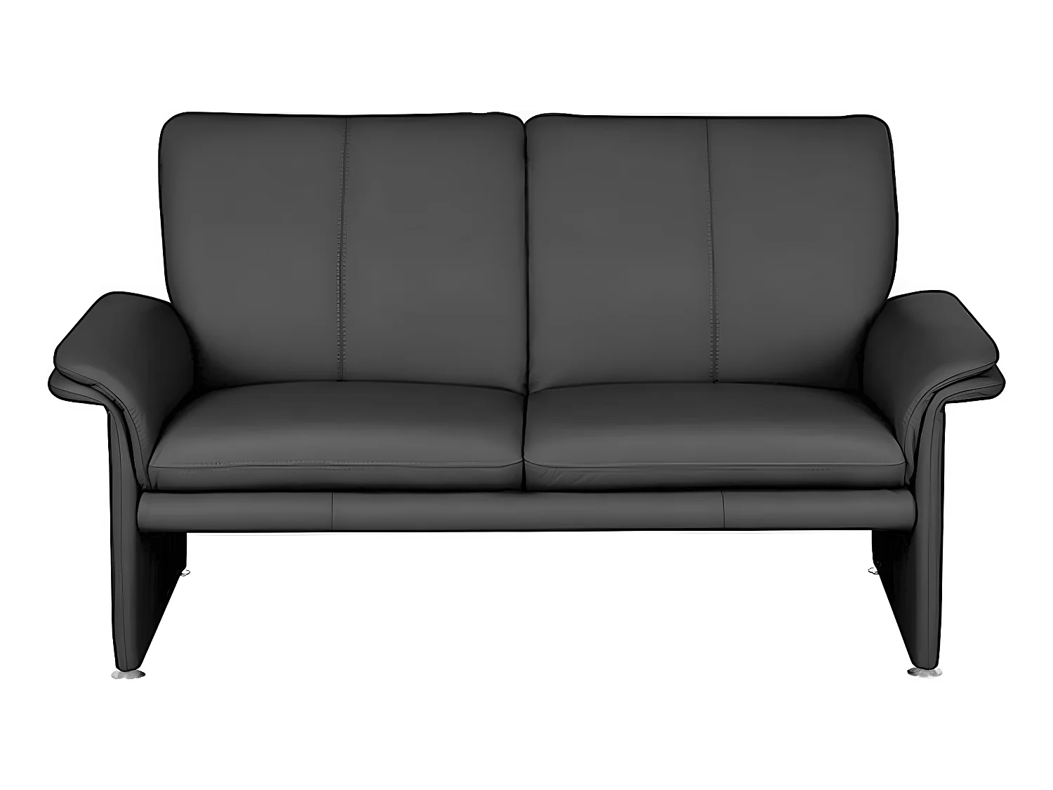 Canapé 2 places en 100% tout cuir italien vachette COMO, noir