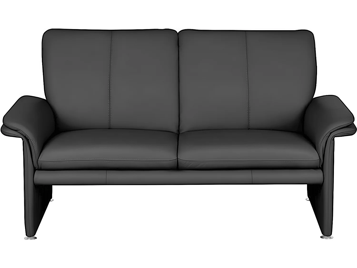 Canapé 2 places en 100% tout cuir italien vachette COMO, noir