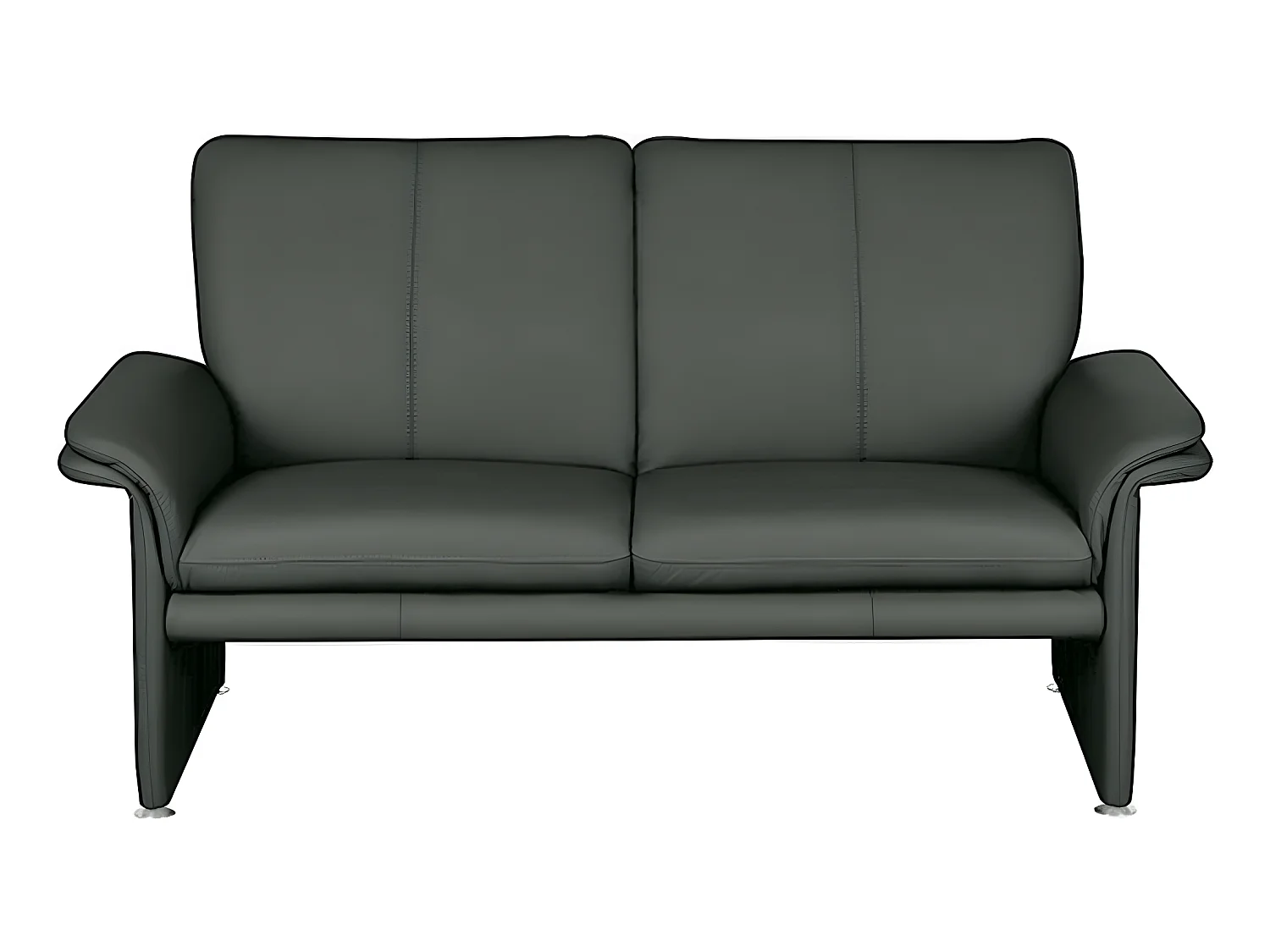 Canapé 2 places en 100% tout cuir italien vachette COMO, gris foncé