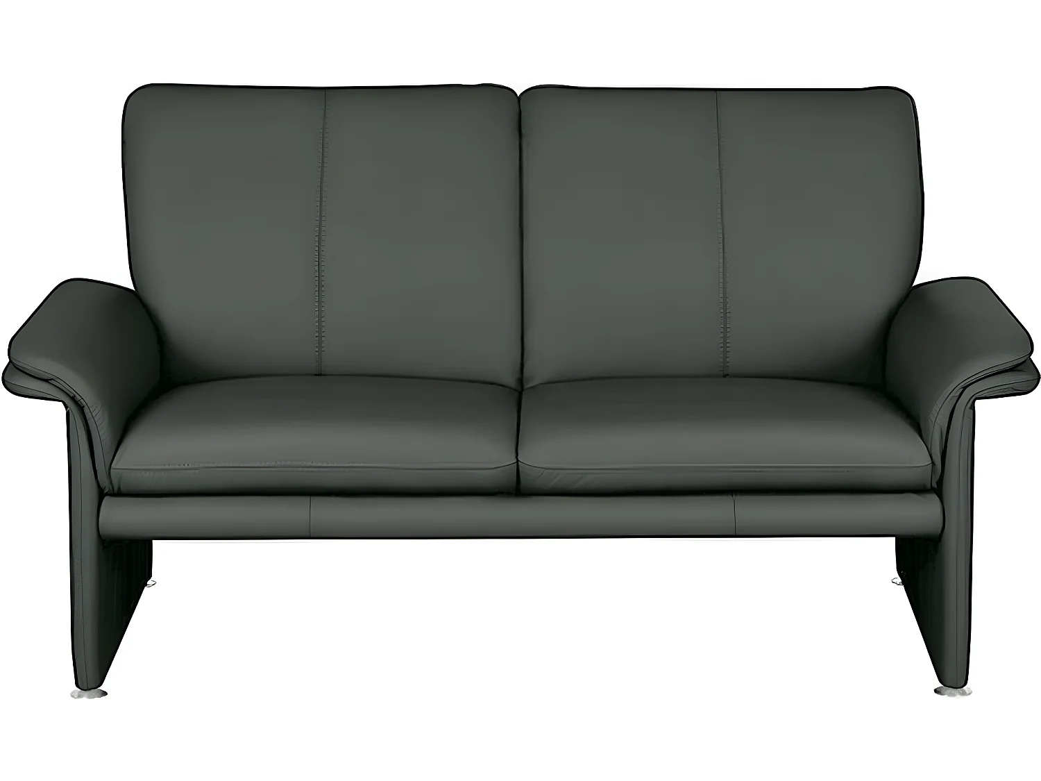 Canapé 2 places en 100% tout cuir italien vachette COMO, gris foncé