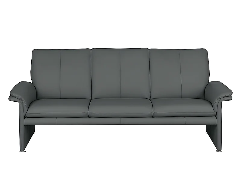 Canapé 3 places en 100% tout cuir italien vachette COMO, gris foncé