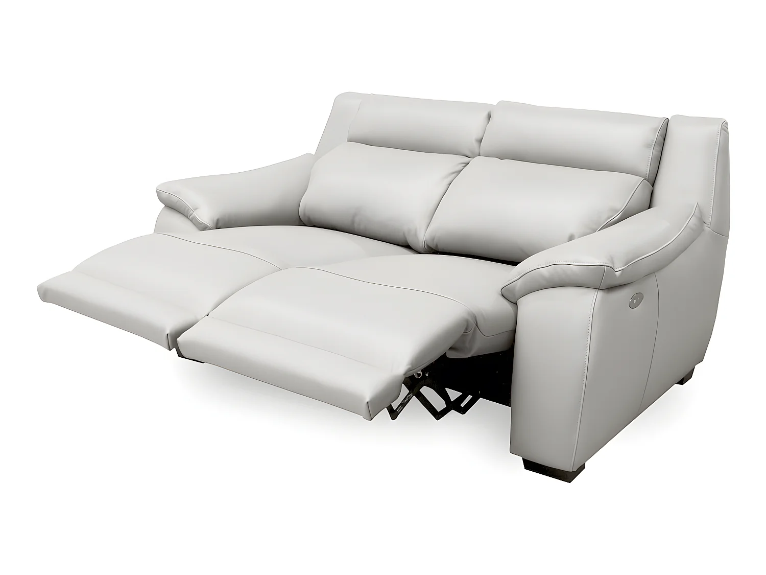 Canapé 2 places avec 2 relax en 100% tout cuir épais luxe italien  - 2 relax électriques,  blanc cassé. BERN