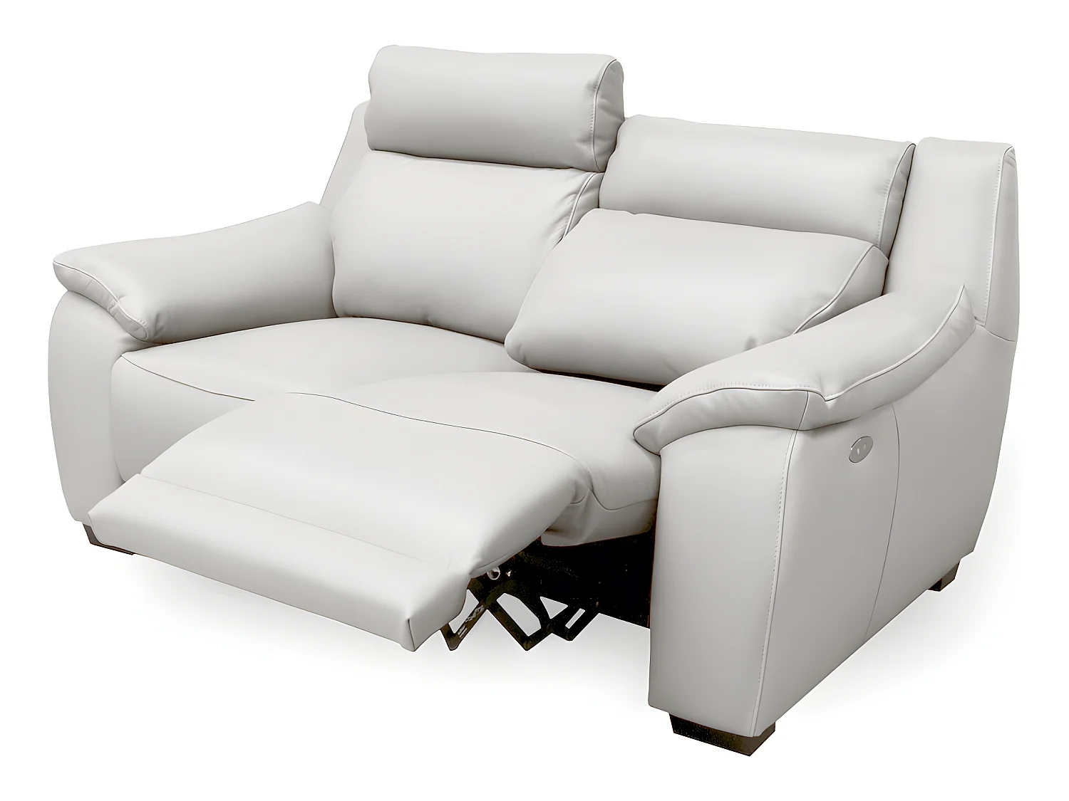 Canapé 2 places avec 2 relax en 100% tout cuir épais luxe italien  - 2 relax électriques,  blanc cassé. BERN
