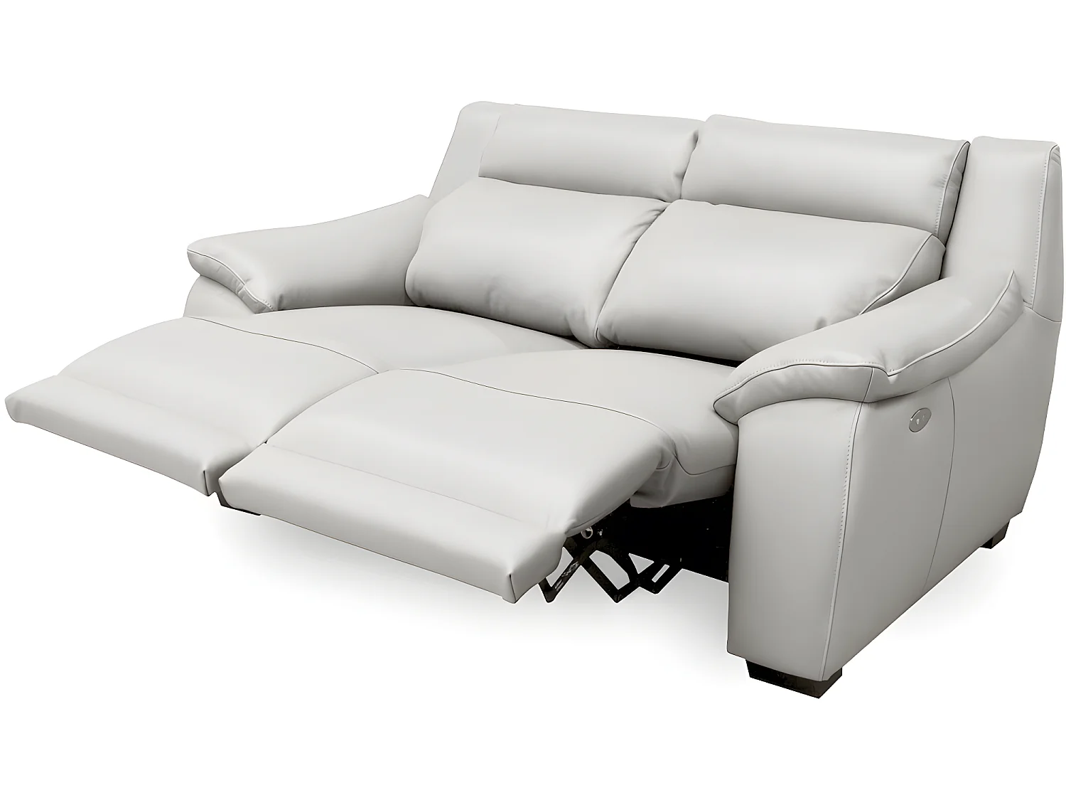 Canapé 2 places avec 2 relax en 100% tout cuir épais luxe italien  - 2 relax électriques,  blanc cassé. BERN