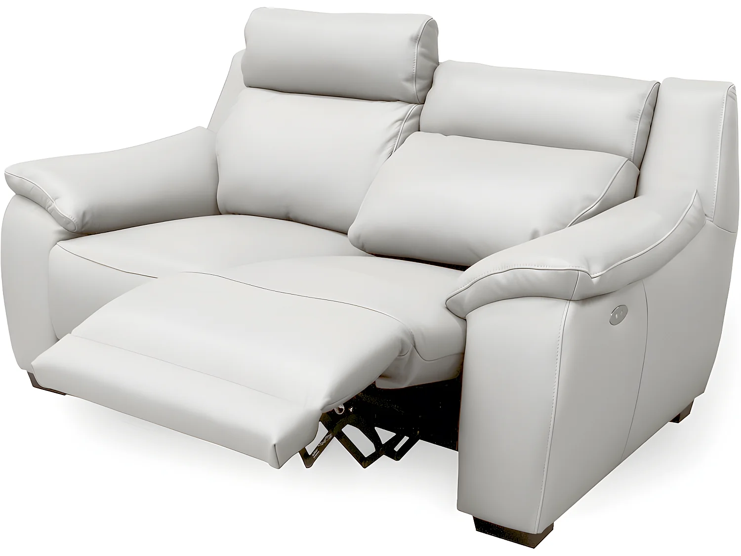 Canapé 2 places avec 2 relax en 100% tout cuir épais luxe italien  - 2 relax électriques,  blanc cassé. BERN