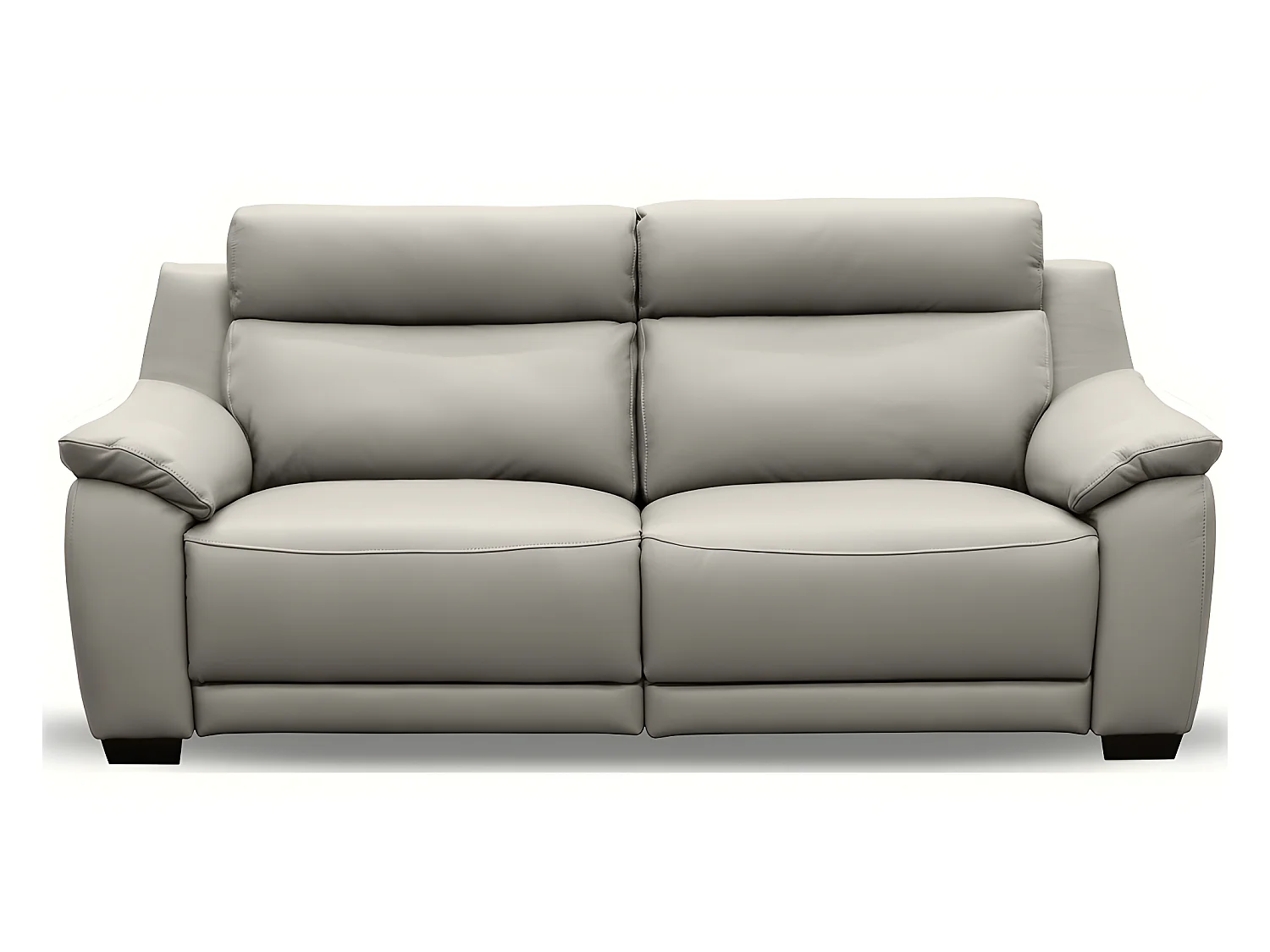 Canapé 3 places avec 2 relax en 100% tout cuir épais luxe italien  - 2 relax électriques,  gris clair. BERN
